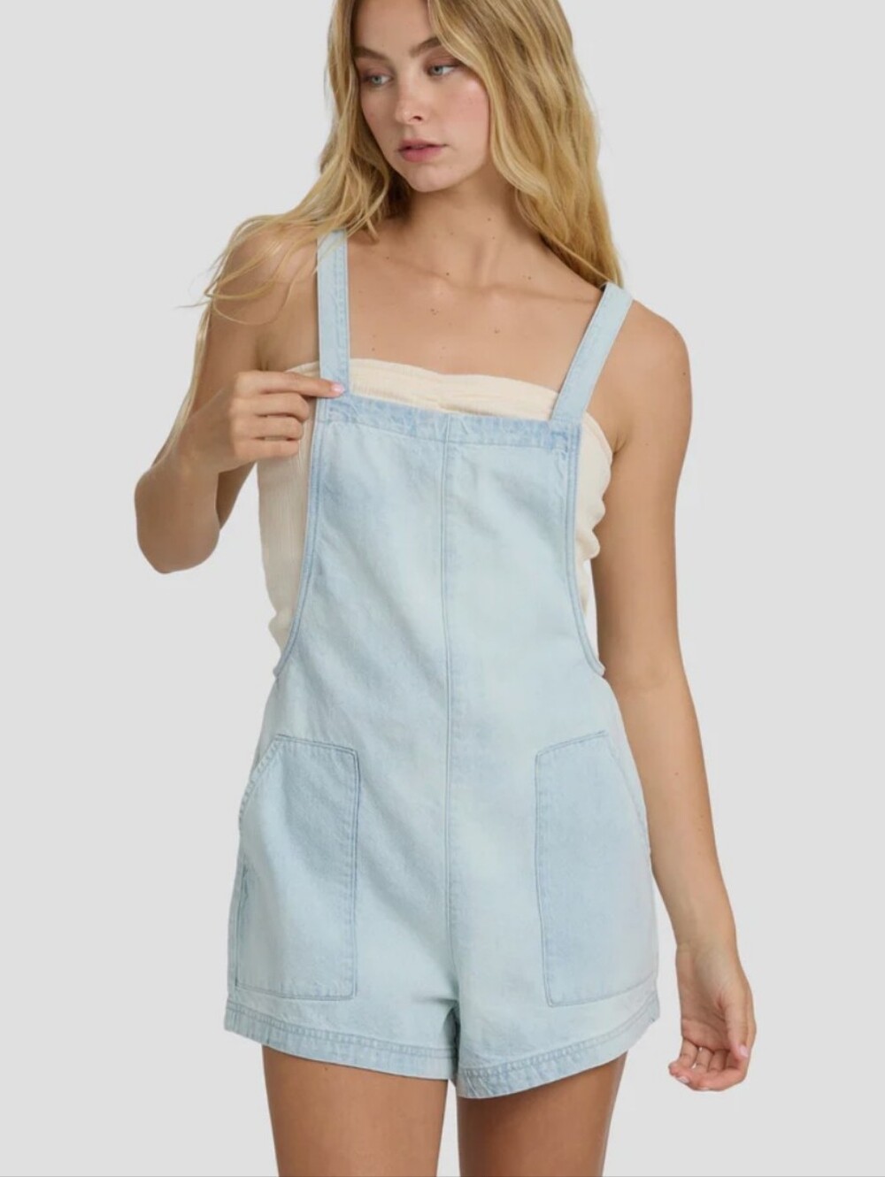 Billabong Light Blue Denim Short Overalls for Women